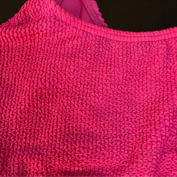 Billabong Summer High Crop Tank Crinkle Ribbed Hike Bikini Set Bubblegum Pink